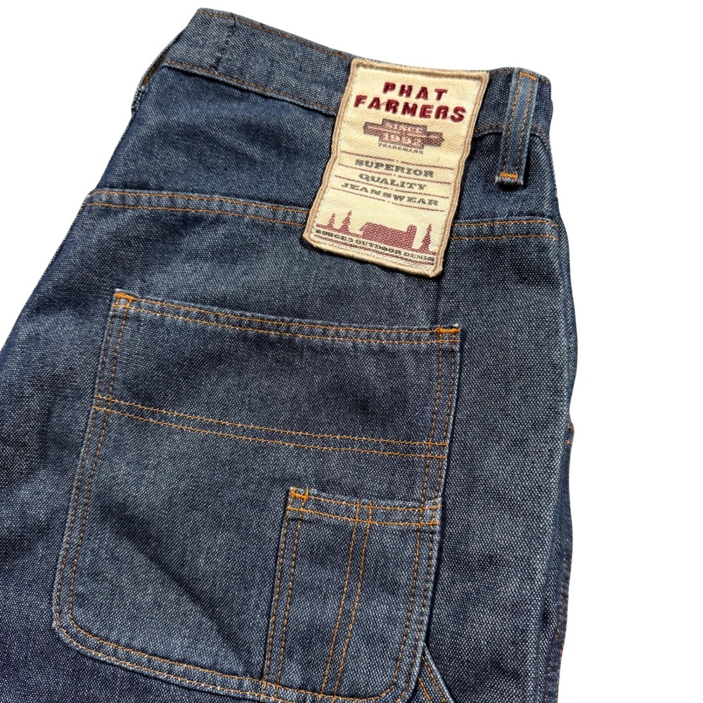 Vintage Phat Farm Mens Denim Carpenter Shorts 36 Blue 100%‎ Cotton Workwear